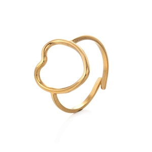 Minimalist 18k gold plated stainless steel open ring with irregular heart design
