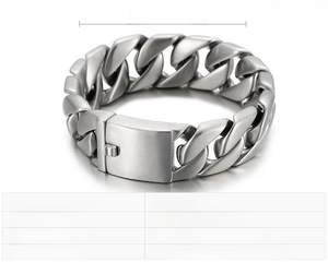 Detailed size specifications of 20mm wide stainless steel Cuban link bracelet for men