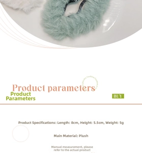 Detail showing plush cloud hair clip dimensions of 8cm length and 5.5cm height