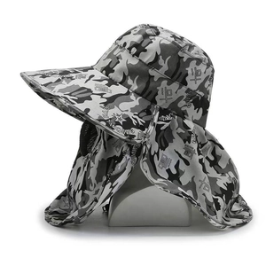 Men's camouflage sun hat with neck flap for outdoor fishing and hiking activities