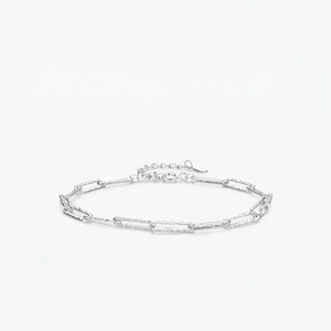MODIAN 925 Sterling Silver Hammered Chain Bracelet For Women Minimalist Irregular Paperclip Chain Adjustable Jewelry Bracelet