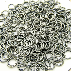 Bulk set of dark gray metal open jump rings for DIY jewelry making and crafts