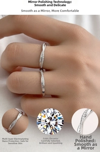 Detailed view of Mobius S925 silver ring featuring cubic zirconia and nano-plating