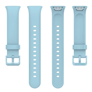 Detailed views of light blue silicone strap for Xiaomi Mi Band 7 Pro replacement band