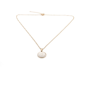 Collier hibou minimaliste en acier inoxydable avec chaîne dorée et insert rond blanc