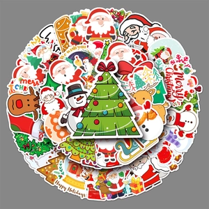 Christmas Cartoon Stickers Waterproof PVC Decals For Laptop Luggage Skateboard Diary Decoration Cute Holiday Patterns