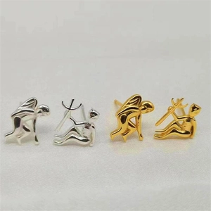 S925 Sterling Silver Devil and Angel stud earrings in gold and silver finish