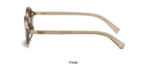 Side view of oval tea brown glasses frame with model 9432 and temple dimensions
