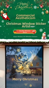 Detaillierte goldene UV-Weihnachtsaufkleber mit Rentier- und Schneeflockendesigns