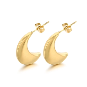 Boucles d'oreilles créoles en forme de U plaquées or 18K avec finition miroir polie