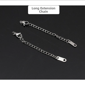 Polished stainless steel extension chain with lobster clasp and S.STEEL engraved tag