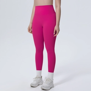 Hoch taillierte rosenrote Yoga-Leggings mit Bauchkontrolle für Fitness und Laufsport