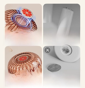 Detail of rose gold magnetic toothbrush cup holder showing grooved texture and strong magnet