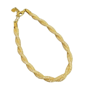 Elegant gold twisted rope bracelet with sparkling zircon accents and heart pendant charm