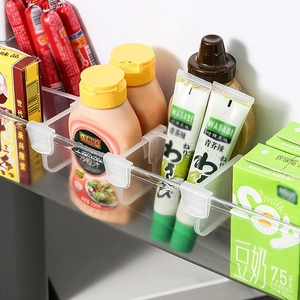 Adjustable Refrigerator Side Door Dividers Plastic Sliding Partition Clips Kitchen Fridge Storage Organizer Snap In Clear