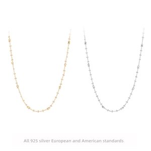 925 Sterling Silver Beaded Necklace Minimalist Geometric Clavicle Chain Fashion Jewelry For Women