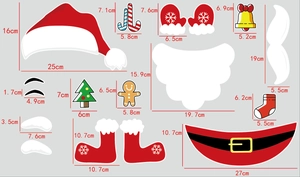 Detailed size specifications for Christmas Santa fridge magnets with measurements in cm