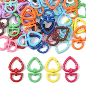 Heart Shaped Swivel Lobster Clasp Metal Baking Varnish Spring Hook For DIY Keychains Bag Hanging Accessories Candy Colors