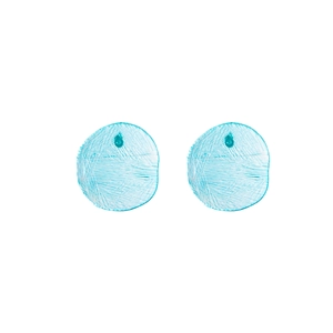 Translucent light blue round silicone breast pads for women presented in pairs
