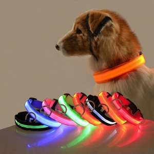 LED Glowing Dog Collar Polyester Webbing USB Rechargeable Night Safety Reflective Adjustable Pet Neck Strap