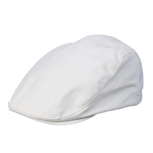 Classic white cotton ivy cap for men and women featuring a minimalist flat brim design