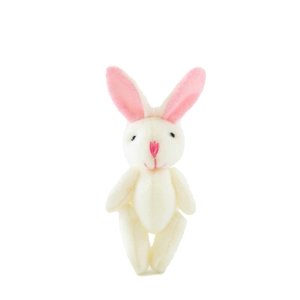 Coniglio di peluche bianco fatto a mano con orecchie rosa per albero di Natale e decorazioni