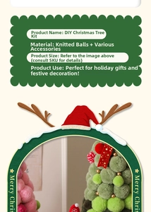 Detail of DIY Christmas tree kit featuring soft knitted balls and festive star sequins