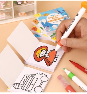 Mini graffiti book for kids with detailed ocean theme outlines for creative watercolor coloring