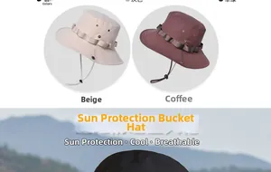 Detail view of adjustable windproof rope and breathable metal eyelets on sun hat
