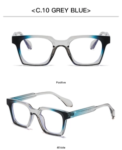 Square grey blue gradient sunglasses with matte frame and UV protection details
