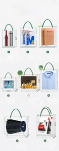 Size guide for canvas tote bags showing dimensions from small gifts to large clothing bags