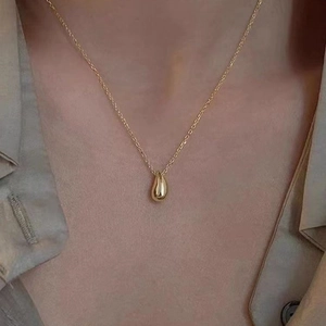 Collier Avec Pendentif Larme Irrégulière Minimaliste En Acier Inoxydable Chaîne Serpent Bijoux Élégants Pour Femmes