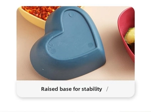 Close-up of heart-shaped wheat straw sauce dish with stable non-slip raised base