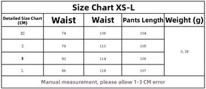 Tableau des tailles détaillé pour pantalon à carreaux montrant les mesures XS à L