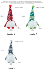 Detailed dimensions of 30cm knit Christmas gnomes showing weight and height specs