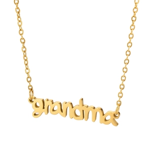 Polished gold Grandma letter pendant necklace made of high-quality stainless steel