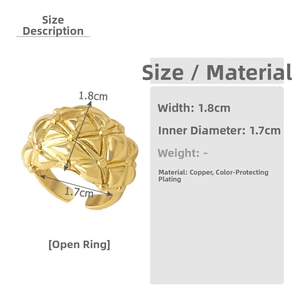 Detailed size specifications of the 18k gold plated copper heart cocktail ring with dimensions
