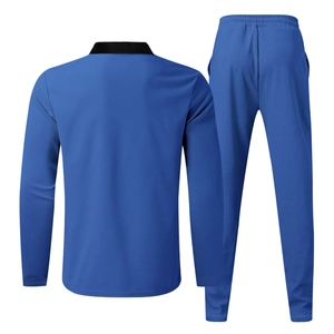 Rear view detail of blue waffle texture fabric on men's long sleeve tracksuit set
