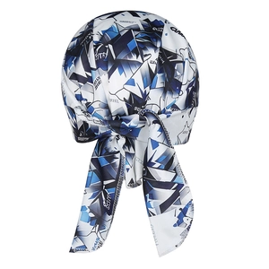 Close-up of geometric graffiti pattern and silky texture on breathable cycling bandana