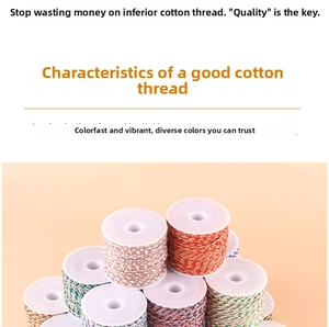 Multiple spools of colorful four-strand braided cotton cord for DIY jewelry crafts