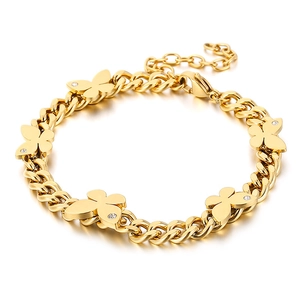 Minimalist gold butterfly chain bracelet for women with elegant cubic zirconia accents
