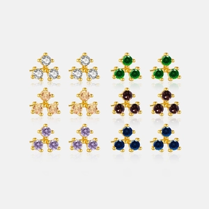 Minimalist Alloy Rhinestone Stud Earrings With 925 Sterling Silver Earring Post For Women Geometric 18K Gold Plated Jewelry