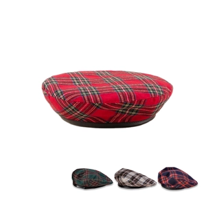 Béret À Carreaux Motif Tartan Écossais Casquette Plate En Laine Avec Bordure En Cuir Style Rétro Britannique Pour Femmes Hommes