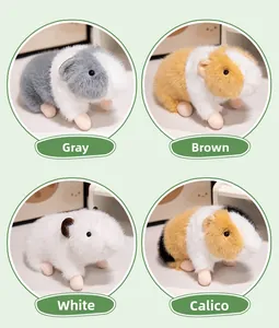Detailed grid view of plush guinea pig toys in grey, brown, white and calico colors