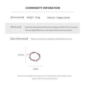 Size chart showing 21.5cm length and 15.4g weight for the zircon oval clasp bracelet