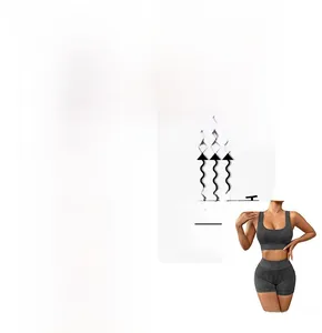 Detail view of seamless ribbed sports set showing four-way stretch and body shaping fabric
