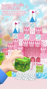 2.5cm pink magnetic blocks castle toy set for girls with 128 pieces