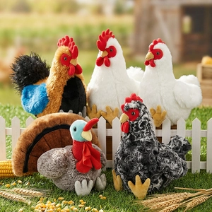Giocattolo Di Peluche Pollo Simulazione Gallo E Gallina Realistici Animale Da Fattoria Bambola Morbida Per Arredo Cameretta