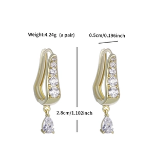 Detailed view of teardrop zircon earrings with precise measurements and weight specs