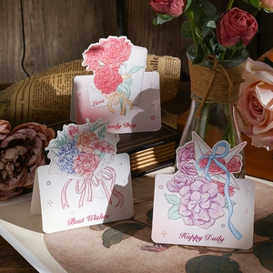 Three folded 3D floral greeting cards with Love and Best Wishes text for Mother's Day